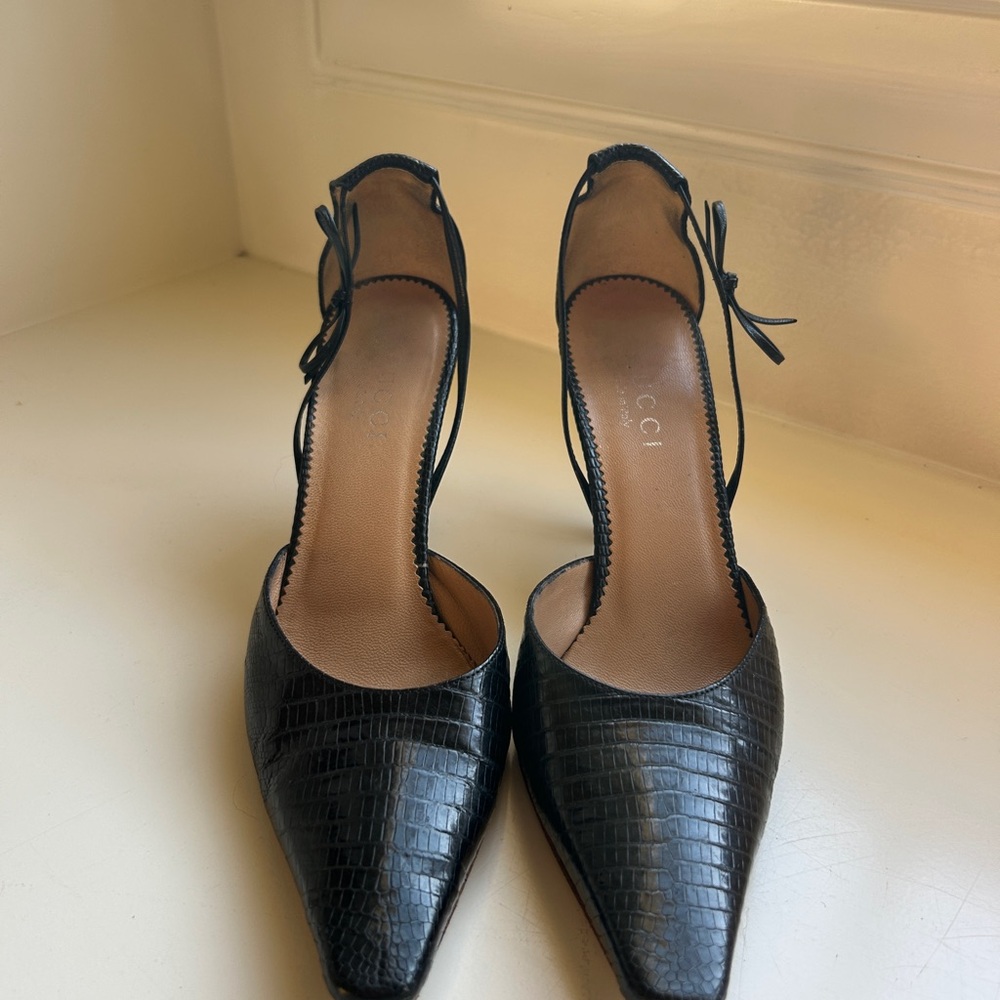 Gucci Black Textured Heels